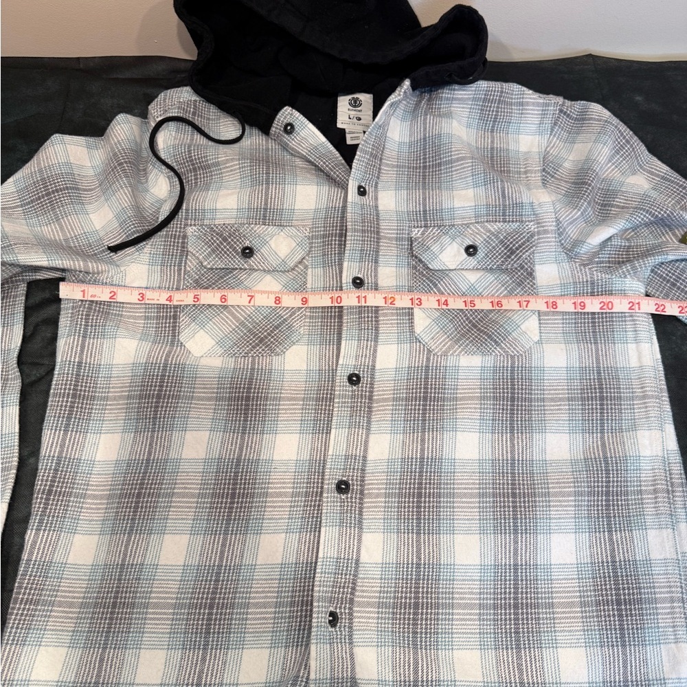 🔥Element Men's Plaid Hooded Shirt Jacket - Light Blue & Gray Size L🔥 - Picture 6 of 6